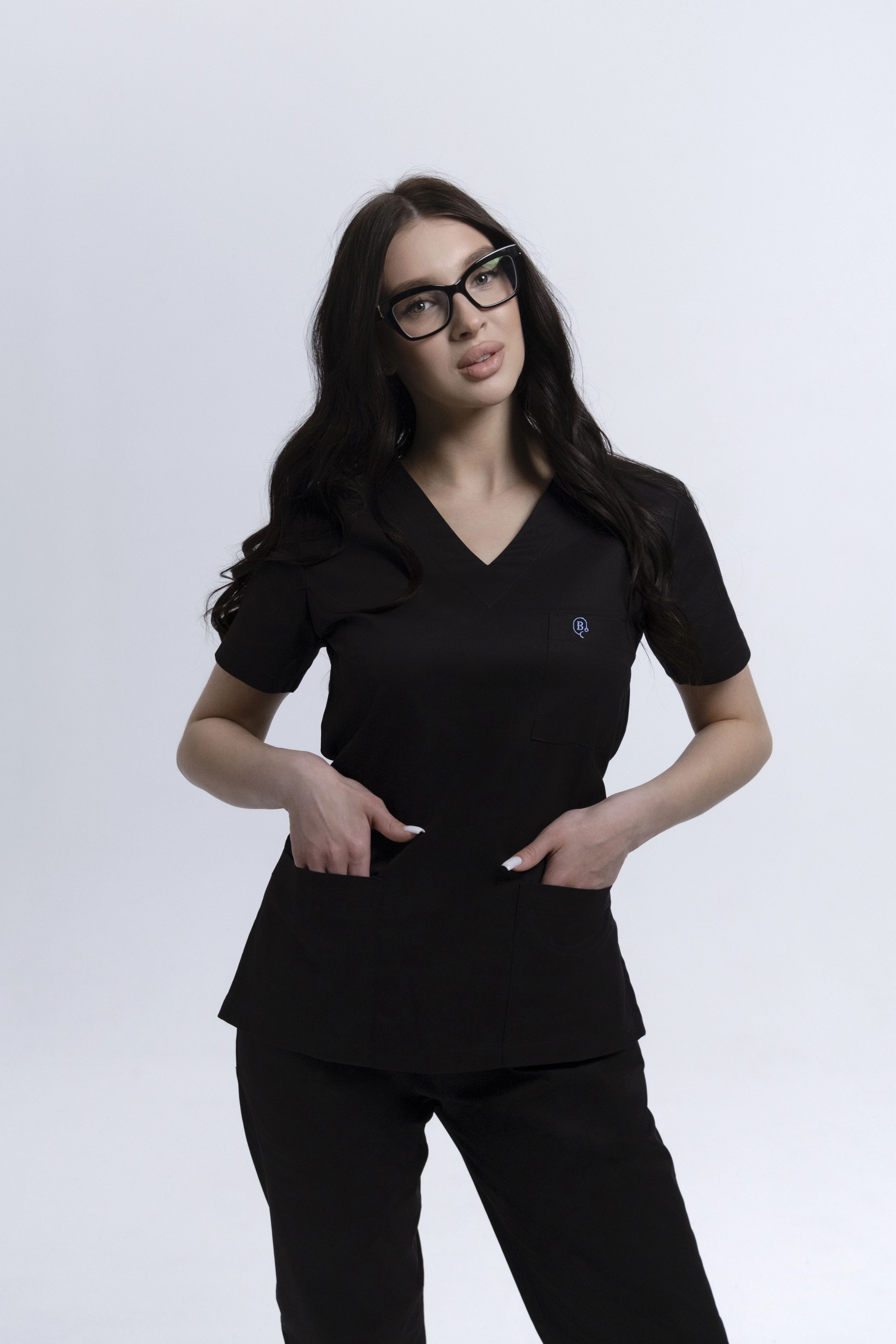 Bluza Medyczna Damska Wiązana Totally Black XS