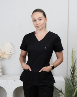 Bluza Medyczna Damska Wiązana Totally Black XS