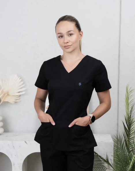 Bluza Medyczna Damska Wiązana Totally Black XS