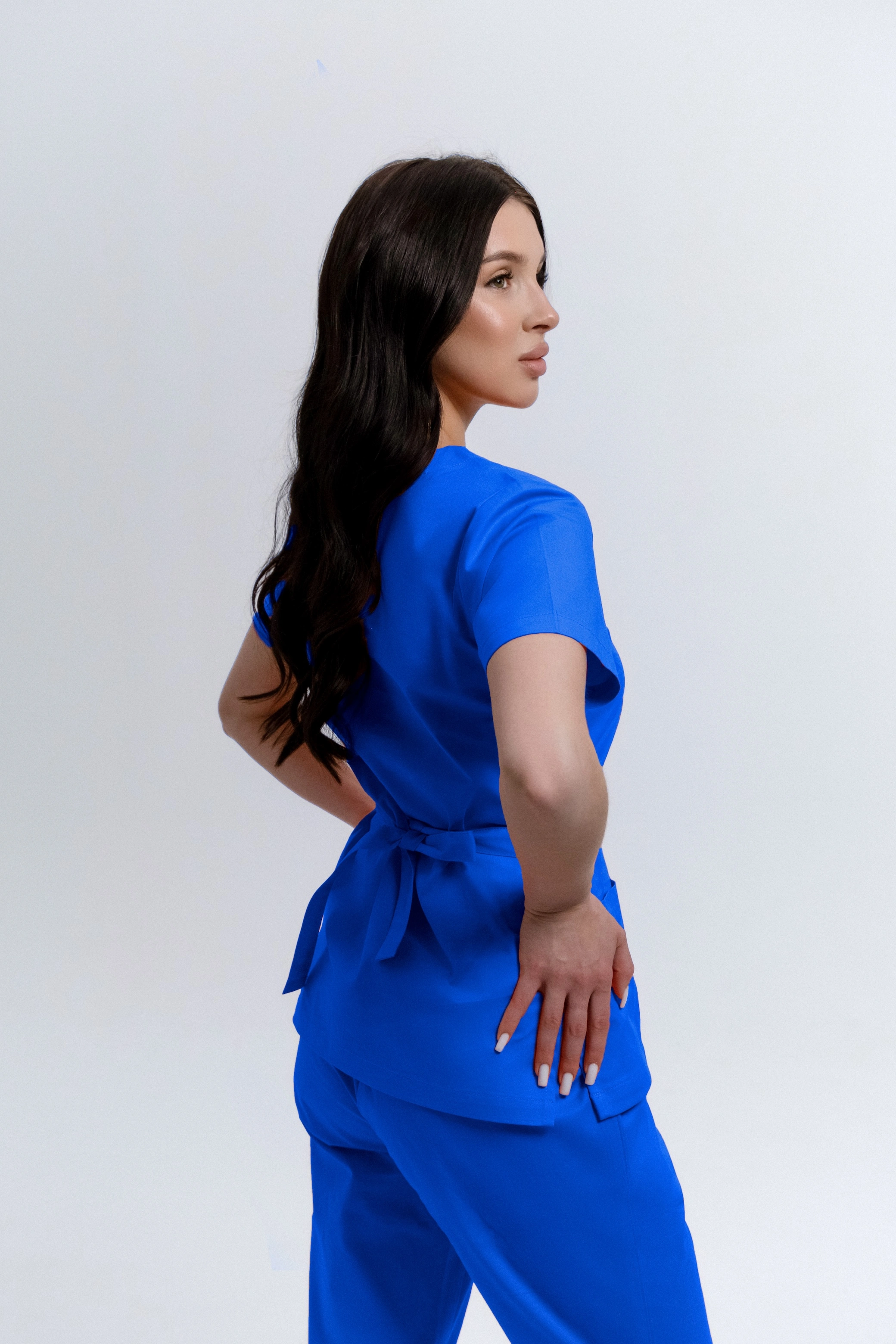 Bluza Medyczna Damska Wiązana Cobalt Blue S