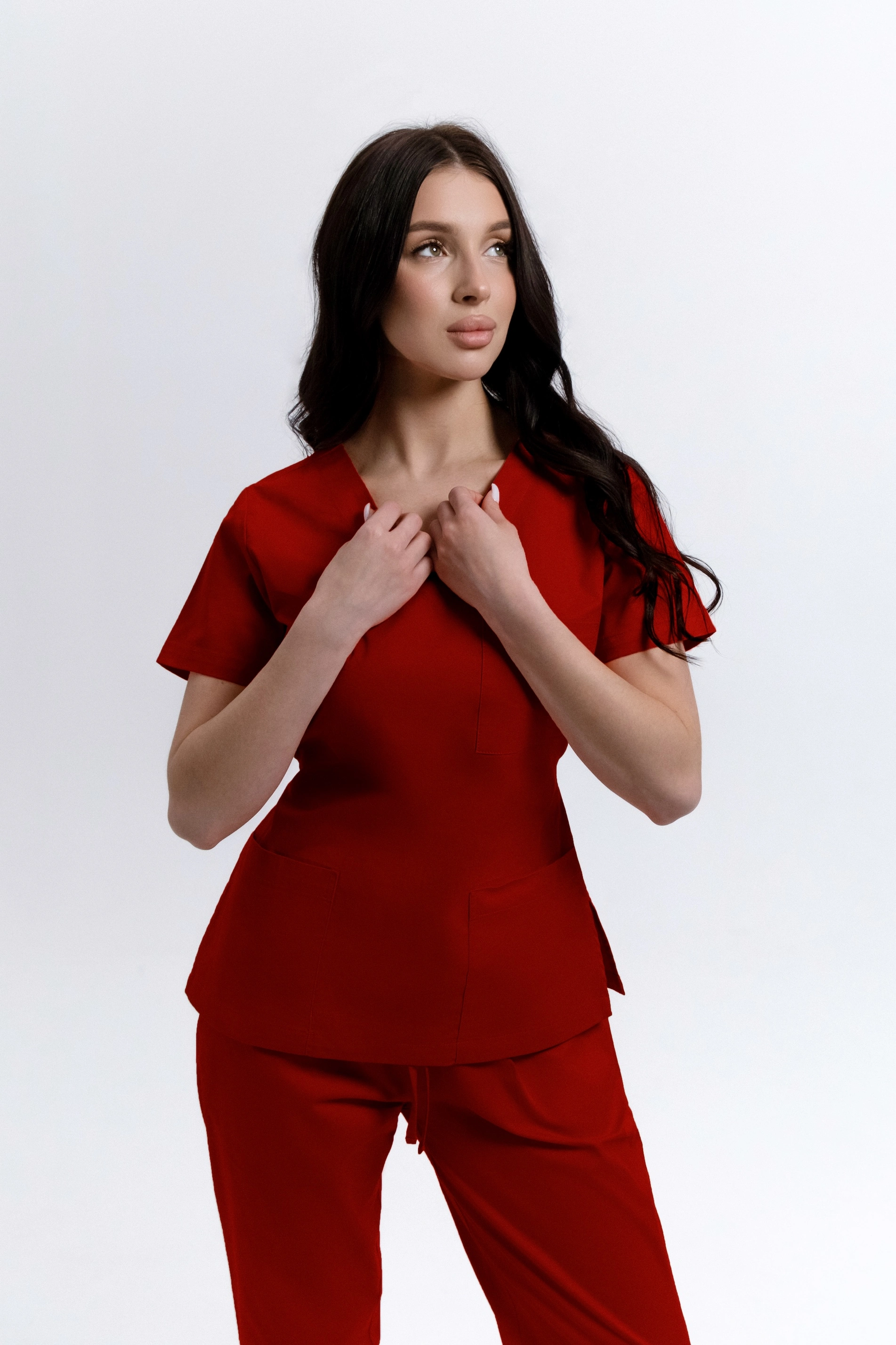 Bluza Medyczna Damska Wiązana Red Wine M