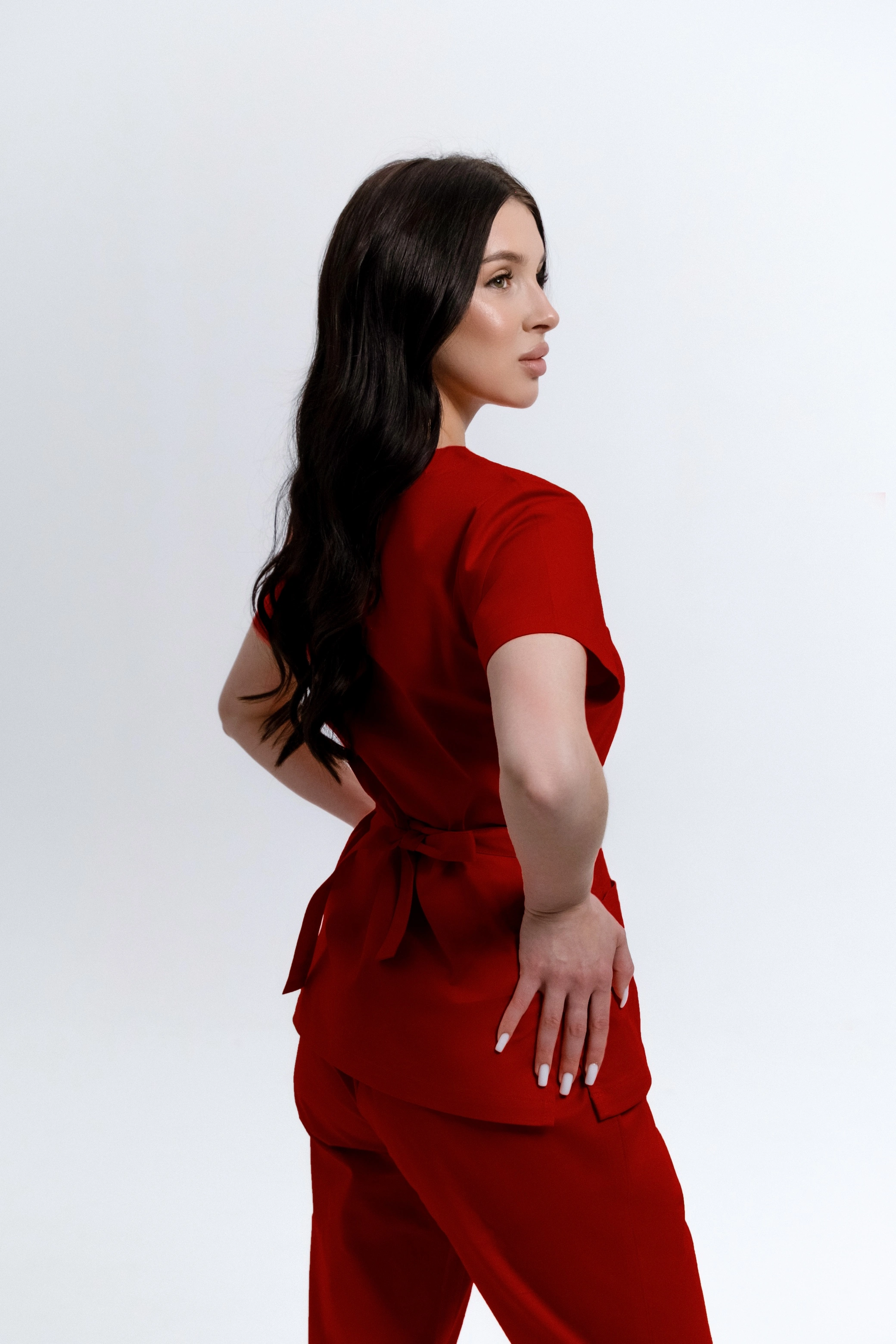 Bluza Medyczna Damska Wiązana Red Wine XL