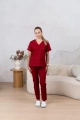 Spodnie Medyczne Damskie Klasyczne Red Wine XL