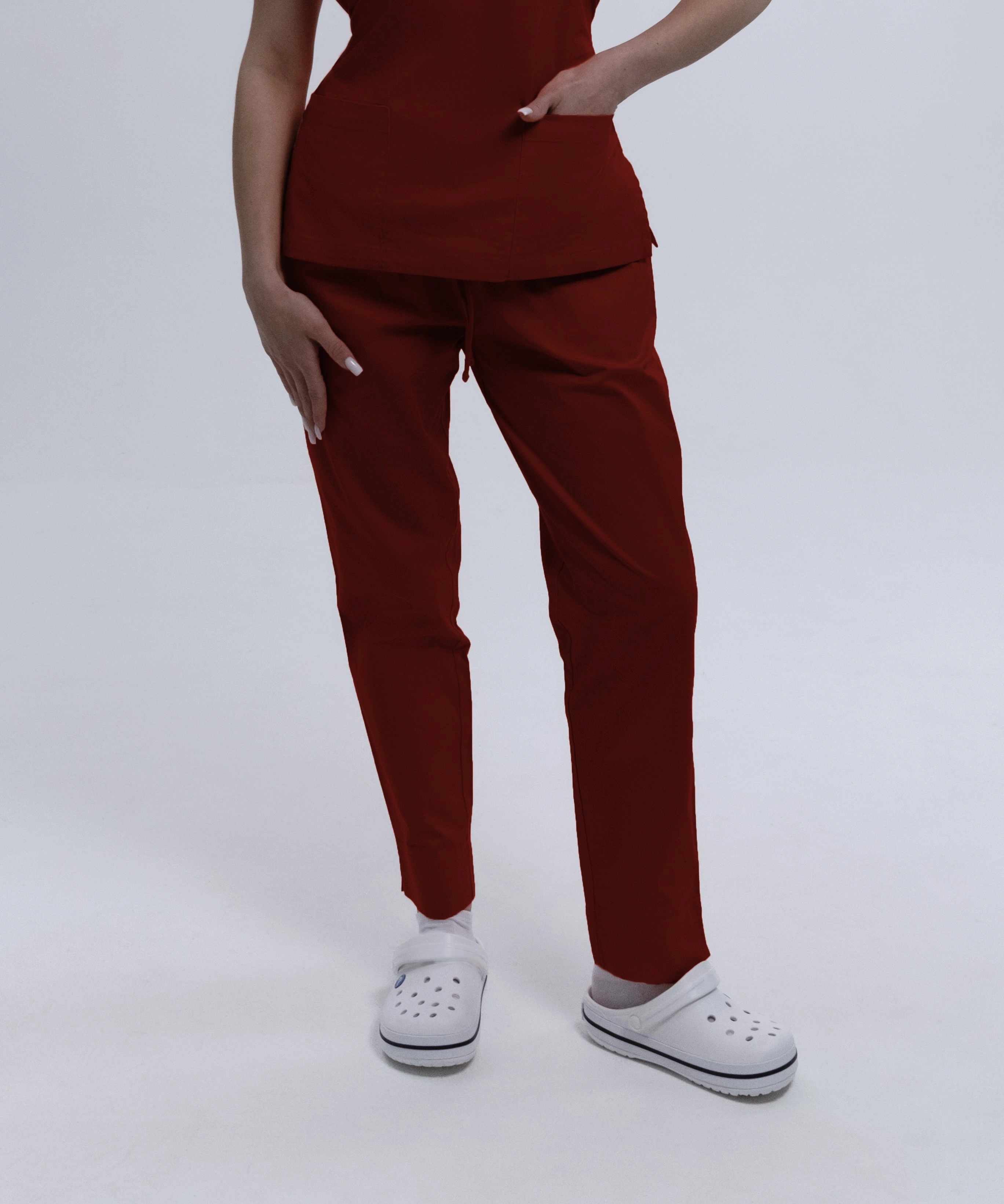 Spodnie Medyczne Damskie Na Gumce Red Wine XL