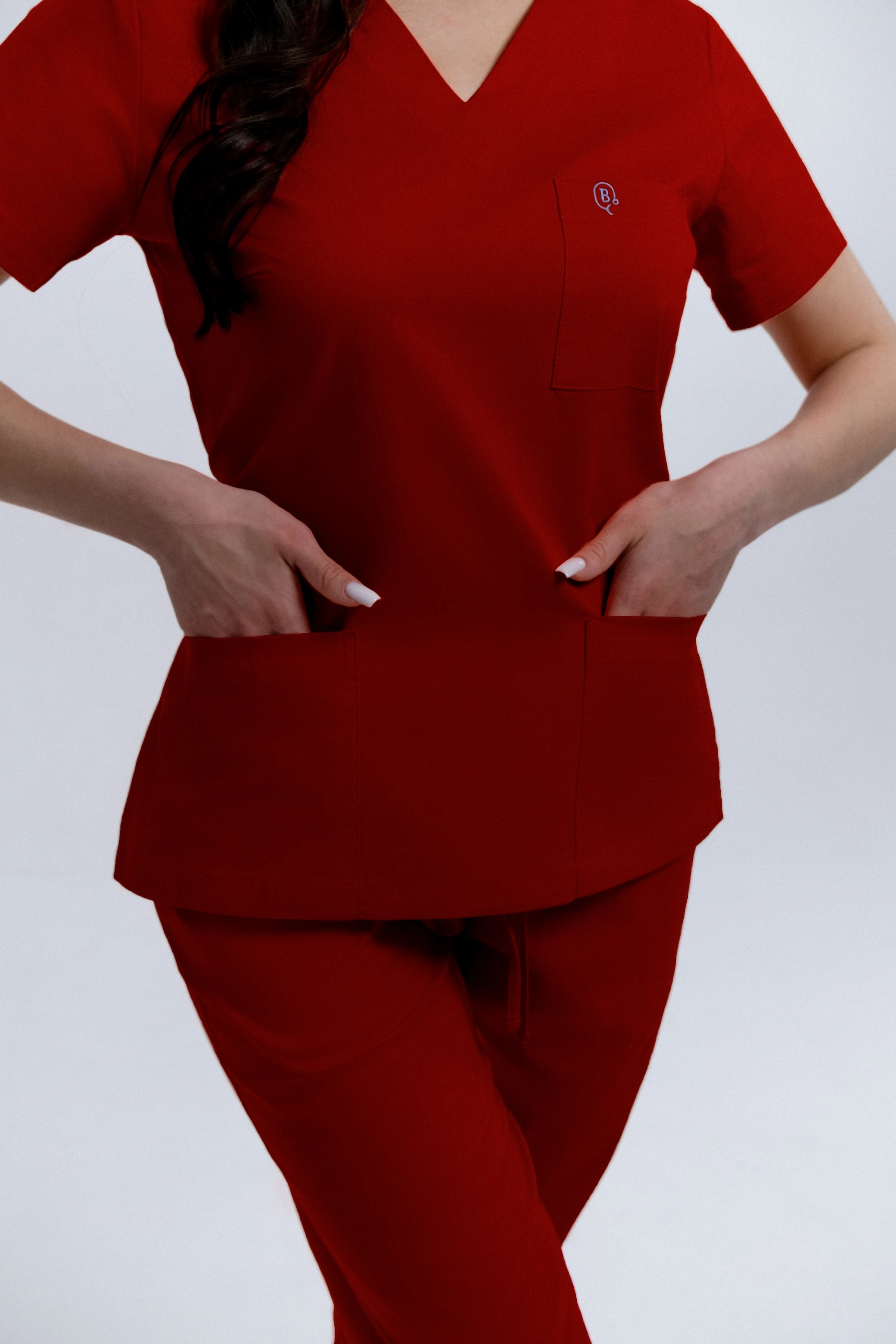 Bluza Medyczna Damska Wiązana Red Wine XS
